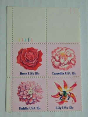 Flowers of America US Plate Block of Four Scott #1876-9 18c Stamps - Image 1 of 4