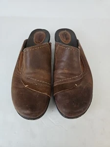 Women's Clarks Artisan Brown Leather Mules Clogs Slip On Shoes Size US 8M 66507 - Picture 1 of 7