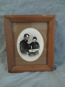 Cuadro antiguo enmarcado Abraham Lincoln & Son Tad restaurado - Imagen 1 de 2