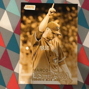 Marco Estrada #19 Blue Jays 2016 Topps Stadium Club 5X7 versión dorada 08/10 hecho - Imagen 1 de 2