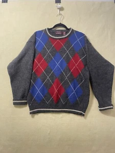 Savile Row England Pure Wool Shetland Sweater Mens Size Large Grey - Picture 1 of 7