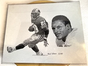 Barry Sanders Detroit Lions Lithograph Print 14x11” By Frank Nareau 1997 - Picture 1 of 3