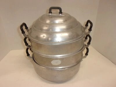 Vintage SENG THAI Factory 3 Tier Steamer Pot 24cm 4 Piece Aluminum Each Tier Is - Image 1 of 4