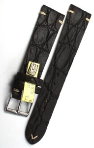20mm Vintage Louisiana Genuine Alligator Handmade Germany flat Watch Band 20/16 - Picture 1 of 2