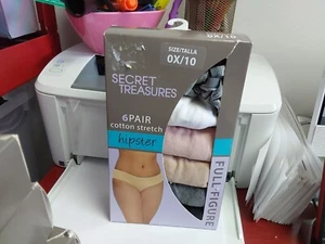 Nwt Secret Treasures Womens Plus Hipster Panties 6 Pair 0x 10 Seamless - Picture 1 of 1