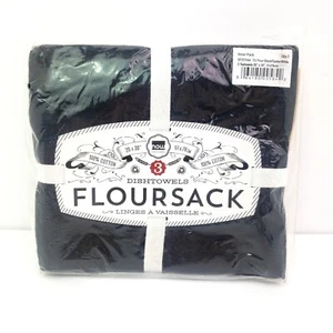 Now Designs Flour Sack 100% Cotton 20x30 Black White Teatowels Dishtowels 3Pk - Picture 1 of 5