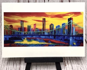 Brisbane Australia Riveting Story Bridge Michael Banks Banx Art Postcard - Picture 1 of 4