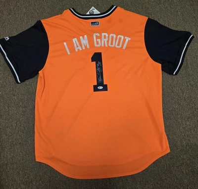 Carlos Correa Signed Astros Player Weekend XL Majestic Jersey I AM GROOT Beckett - Image 1 of 4