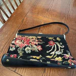 JR Needlepoint Tapestry Purse Carpet Bag 13 x 9,5 Boho Handtasche Vintage 60’s - Bild 1 von 15