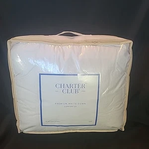 Charter Club Premium White Down Comforter Light Weight White KING $380 Retail - Picture 1 of 8