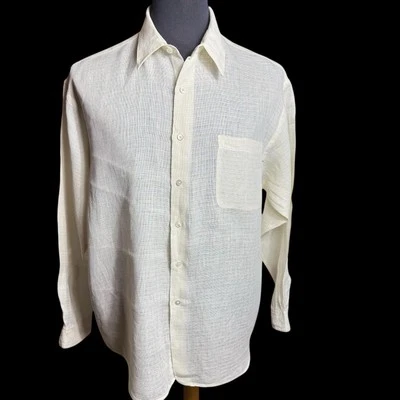 Mens Metropolitan View Dress Shirt Italian Linen Size XL Long sleeve Pocket - Image 1 of 4