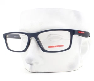 Prada Linea Rossa Eyeglasses VPS 04P U63-1O1 Glasses Blue Rubber 56mm with Case - Picture 1 of 6