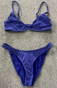 Womens Blue Sparkle Triangl Bikini Medium - Picture 1 of 3