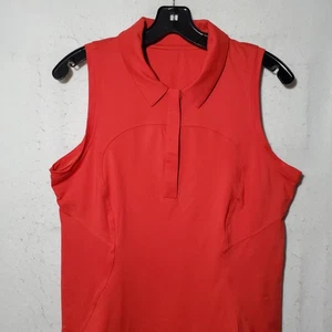 Lululemon Sleeveless Polo Shirt Womens Medium Red Collared Athletic Golf Tennis - Picture 1 of 13