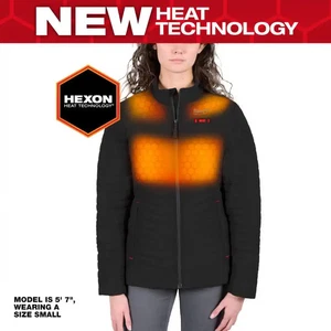 Damen große M12 12 Volt Lithium-Ionen kabellose AXIS schwarz beheizte Steppjacke - Bild 1 von 1