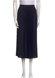 Tory Burch Navy Pleated Midi Length Skirt Size 4 Whimsical Dark Coquette - Picture 1 of 16