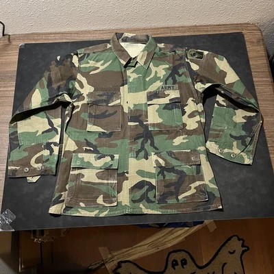 Vintage Field Jacket Woodland Camo Rip Stop All Weather Military Theater Of War - Image 1 of 4