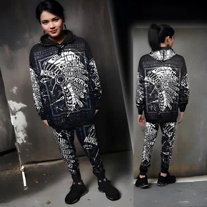 ^TRIBE VIBES^ (BLACK-WHITE-GREY) FULL HOODED JOGGER SWEATSUITS - Bild 1 von 13