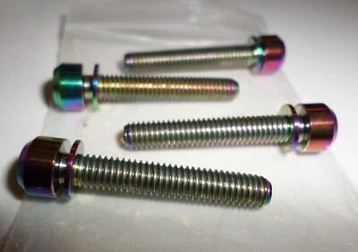 Titanium Hex Allen Bolts w/washers - Cap Head Screw - M6 x 35mm - Rainbow  4 pcs - Image 1 of 2