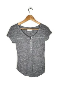 Abercrombie Kids Short Sleeve Slub Henley Tee in Gray Size L - Picture 1 of 8