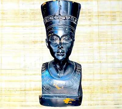 Busto artesanal de pedra preta rainha Nefertiti, arte egípcia arte preta feita à mão p - Imagem 1 de 4