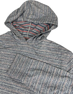 LINKSOUL Mens Gray Reverse Striped Hoodie Long Sleeve Sweatshirt Size Medium
