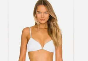 L Space Helena Bikini Oberteil Extra Large XL gerippt weiß verstellbare Träger Neu mit Etikett - Bild 1 von 1