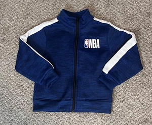 NBA Boys Sweater Sz Small 4 Blue & White Long Sleeve Zip Up Athletic Activewear - Picture 1 of 8