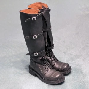 Women Riding Knee High Boots Lace Up Buckle Motorcycle Block Heel Western Cowboy - Picture 1 of 17