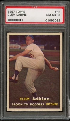 BB - 1957 Topps - #53 - Clem Labine - PSA 8 - NM-MT - Image 1 of 2