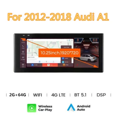 10.25'' Screen Android Radio For Audi A1 12-18 Multimedia Play Carplay Headunit - Image 1 of 4