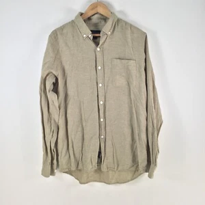 Staple superior mens button up shirt size L khaki green linen blend collar103759 - Picture 1 of 8