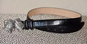 Brighton Holiday Signature Series 1998 Black Leather Snake Print Belt Size 28 - Picture 1 of 6
