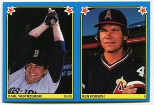 1983 Fleer Sticker Paar #28 Ken Forsch Angels & #60 Carl Yastrzemski Red Sox - Bild 1 von 2