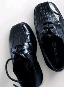 Boys SZ 8 Black Dress Shoes W/Crocodile Pattern Easter, Weddings, Special Occ. - Picture 1 of 15
