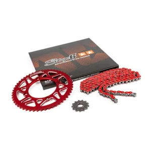 KIT TRASMISSIONE STAGE6 ALLUMINIO ROSSO PIGNONE 13 CORONA 53 PASSO 420 BETA RR - Imagen 1 de 7