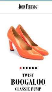 John Fluevog Boogaloo Pump Heels Orange Patent US Women 11 Shoes Retro Punk  Mod - Picture 1 of 6