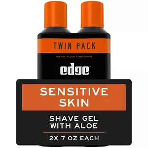 Edge Sensitive Skin Shave Gel for Men with Aloe, Twin Pack, Unscented, 14 oz - Picture 1 of 10