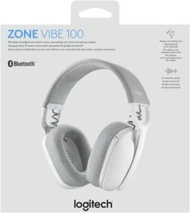 Logitech Zone Vibe 100 Lightweight Wireless Over Ear Headphones Mac/PC Off-White - Picture 1 of 11