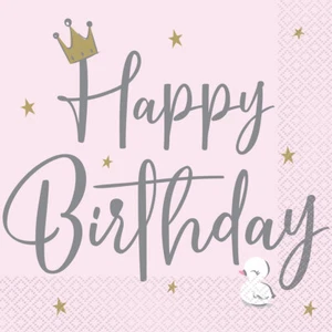Swan Birthday Princess Party Lunch Napkin/Serviettes 2ply 16pk - Party Supplies - Picture 1 of 1