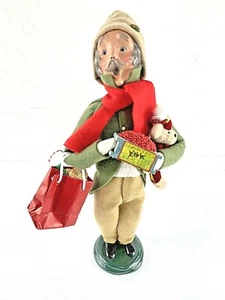 Byer's Choice Grandfather Shopper Carolers 2001 Teddy Bear Cranberries Bread - Picture 1 of 9