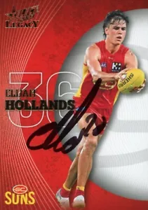 Signed 2023 Gold Coast Suns AFL Select Legacy Card - Elijah Hollands - Foto 1 di 3
