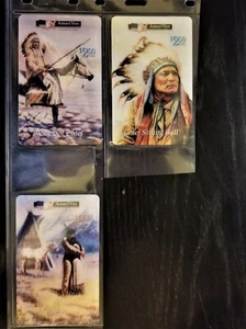 AmeriVox Phone Card Blackfoot Chief/Lovers/Chief Sitting Bull Perillo Set of 3 - Picture 1 of 2
