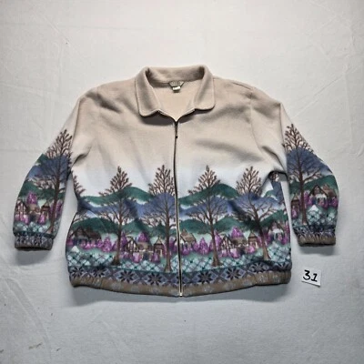 Teddi Trees Nature Zip Sweater Coat Jacket Long Sleeve Adult Women's 2XL XXL - Image 1 of 4