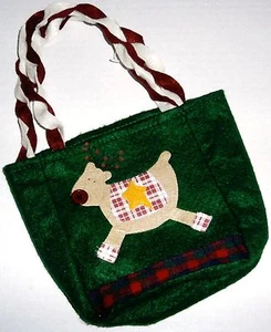 Pequeño Saco de Navidad Coleccionable Reno 6" x 5 1/2' x 3" Verde - Imagen 1 de 2