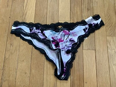NWT 14/16 Lane Bryant Cacique Strappy Cage Back Tanga Panty Pink Blue Black Lace - Image 1 of 4