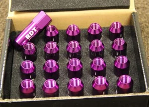 RDT OPEN END PURPLE 60MM ALUMINUM M12X1.5MM EXTENDED TUNER LUG NUTS HONDA INTEGR - Picture 1 of 3