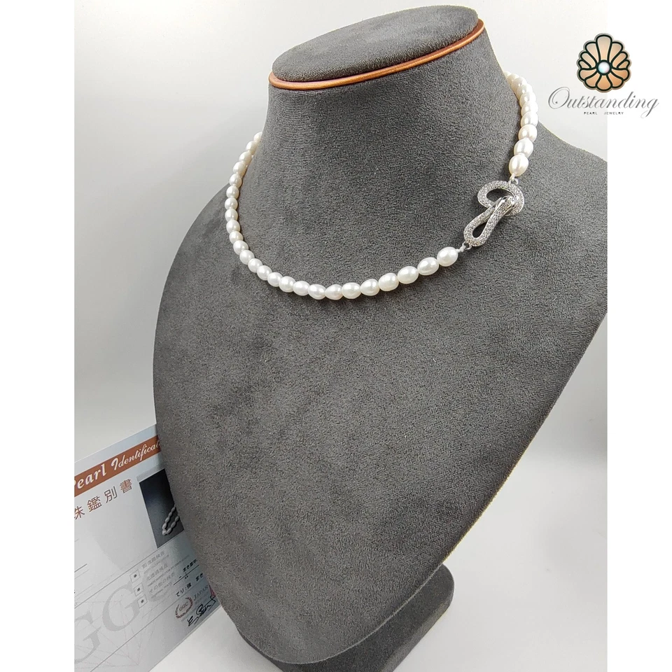 Authentic Natural Seawater White Pearl Necklace Beads 9ct White Gold Filled - Image 1 of 4