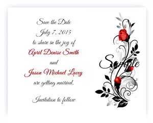 100 tarjetas personalizadas personalizadas de boda nupcial floral de rosa roja Save The Date - Imagen 1 de 1