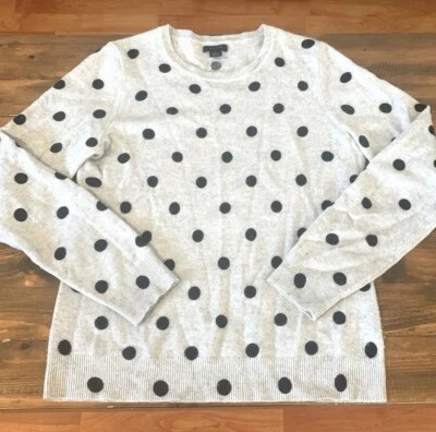 Only Mine Cashmere 100% 2 Ply Cashmere Polka Dot Oatmeal Gray Sweater Medium Foto 1 de 4